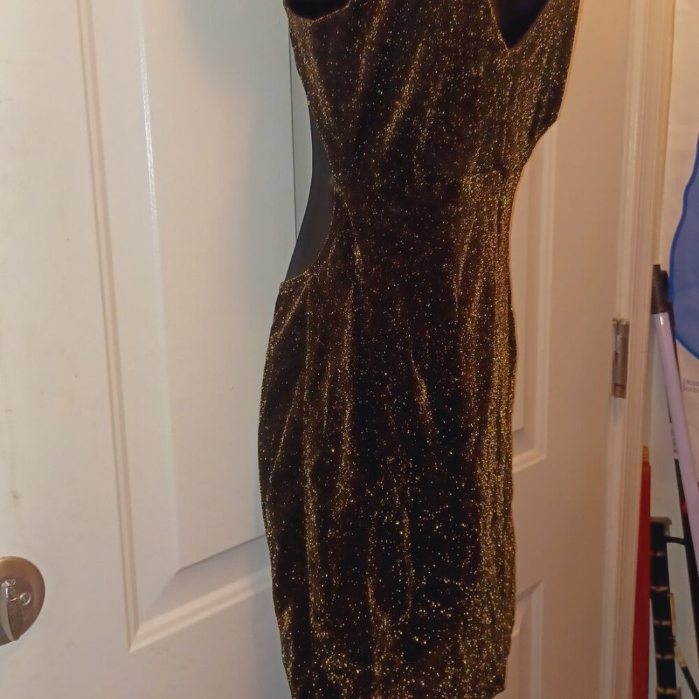 Sena, Size S, Elegant Black and Gold Glitter Dress - Picture 3 of 7